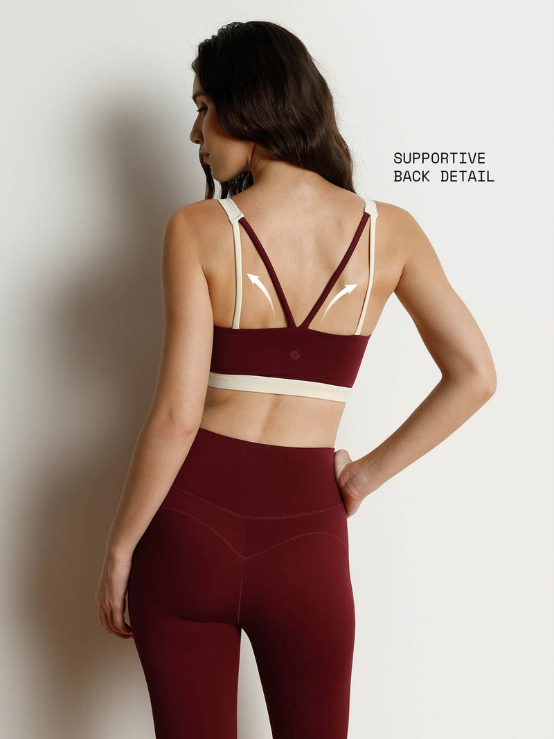 Maroon Splitline Sports Bra