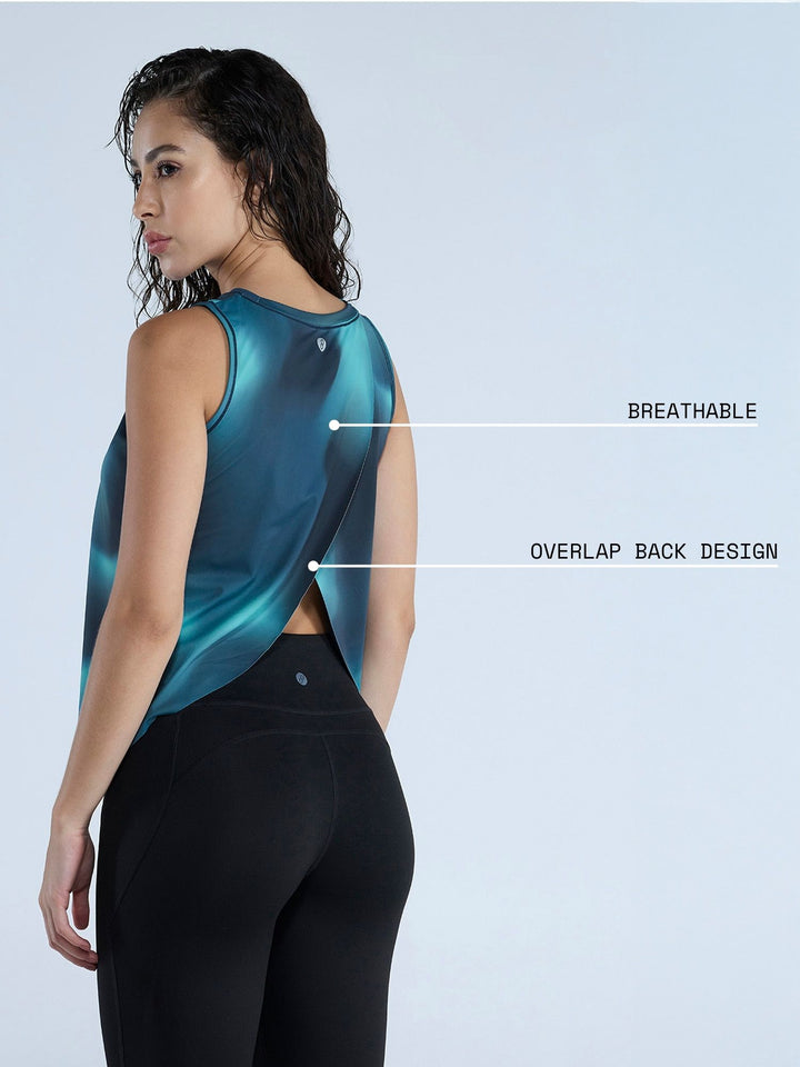 Teal Fluid Printed Overlap Tank