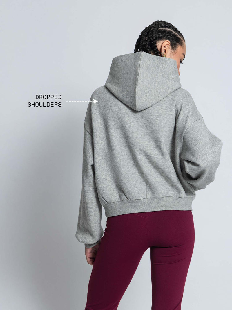 Grey Melange Fleece Oversized Hoodie