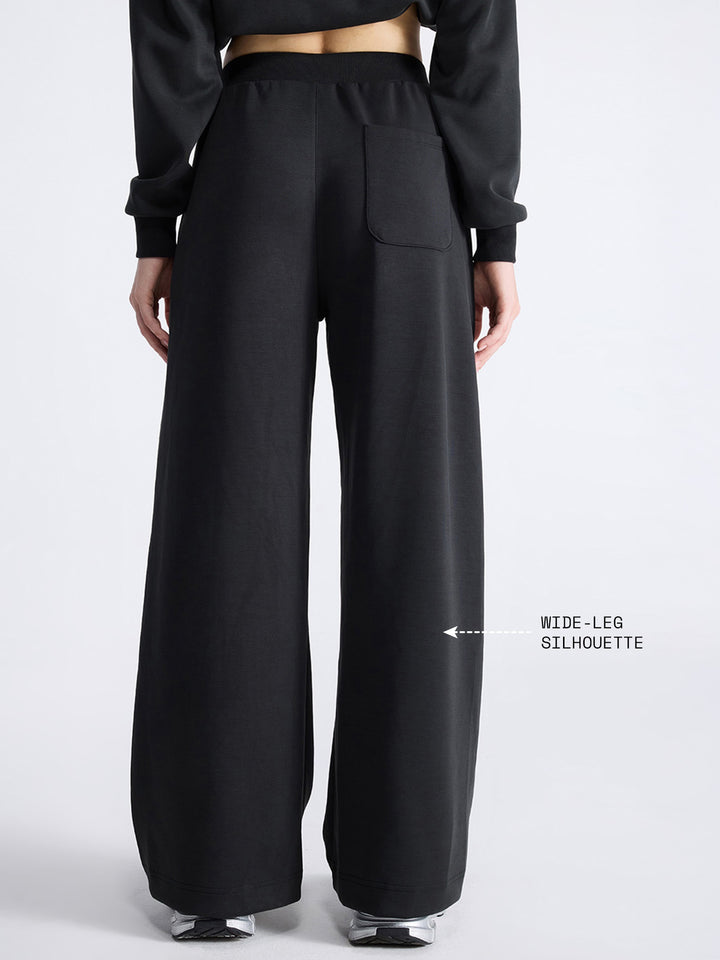 Black Mello Wide Leg Joggers - Women
