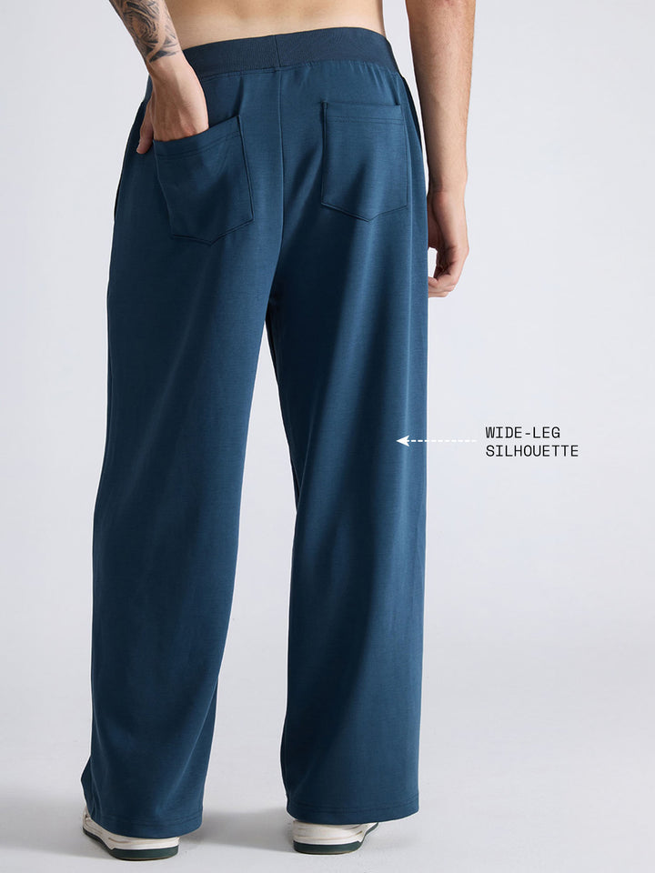 Petrol Blue Mello Wide Leg Joggers - Men