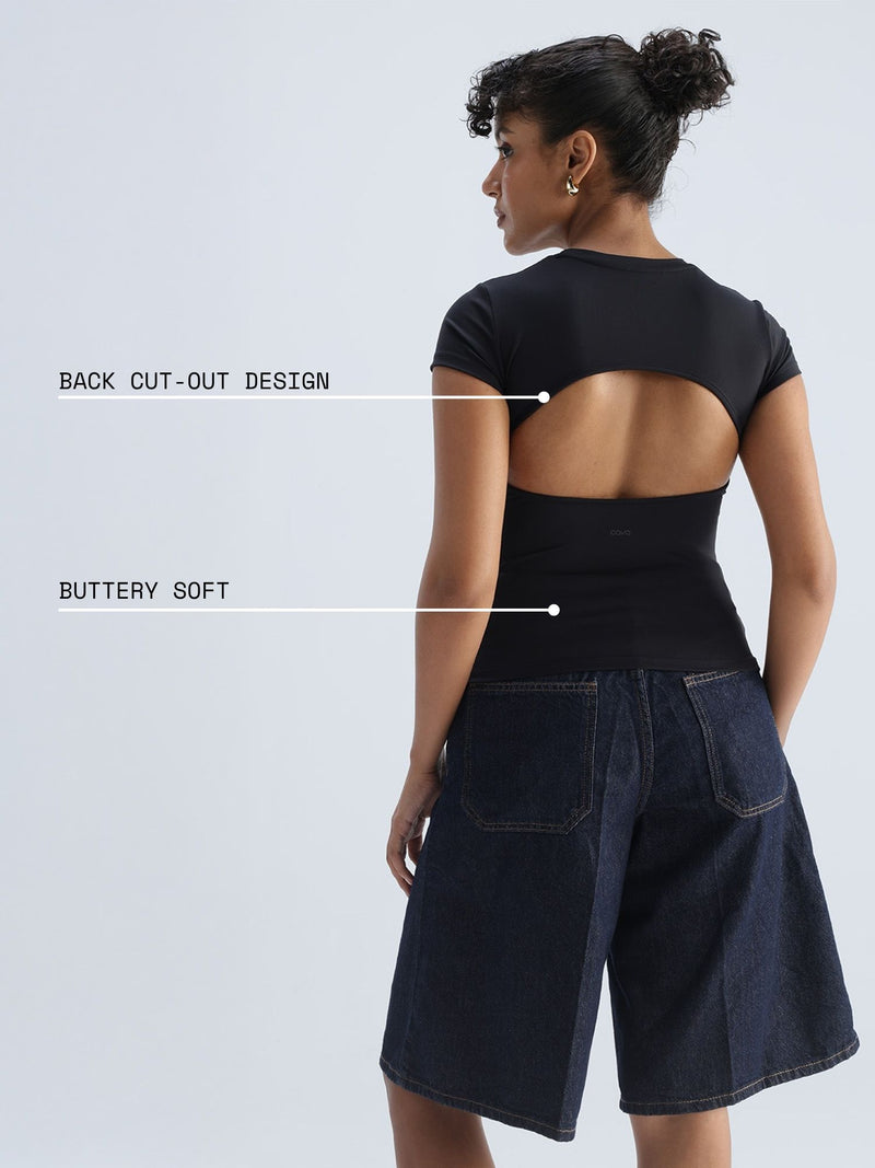 Black Sleek Backless Built-in Top