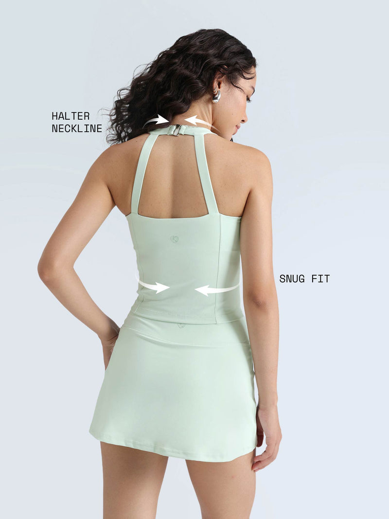 Mint Lace Trim Halter Tank