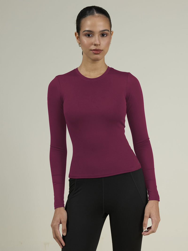 Burgundy Sculpt Crew Top