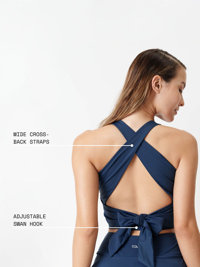 Navy Tieback Swim Top