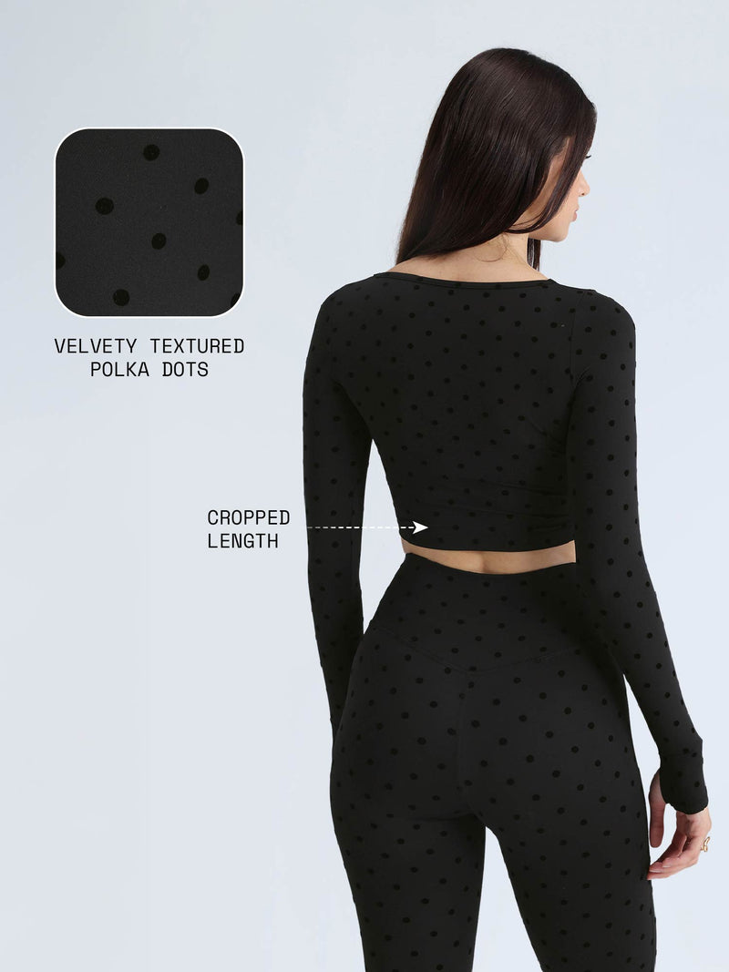 Black Polka Lace Scoop Neck Top