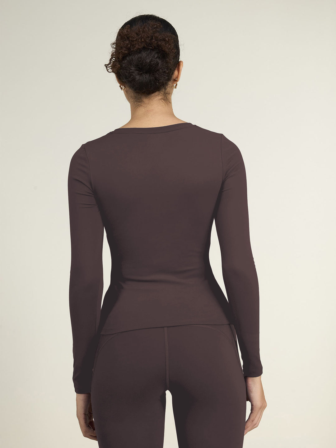 Brown Sculpt V-Neck Top