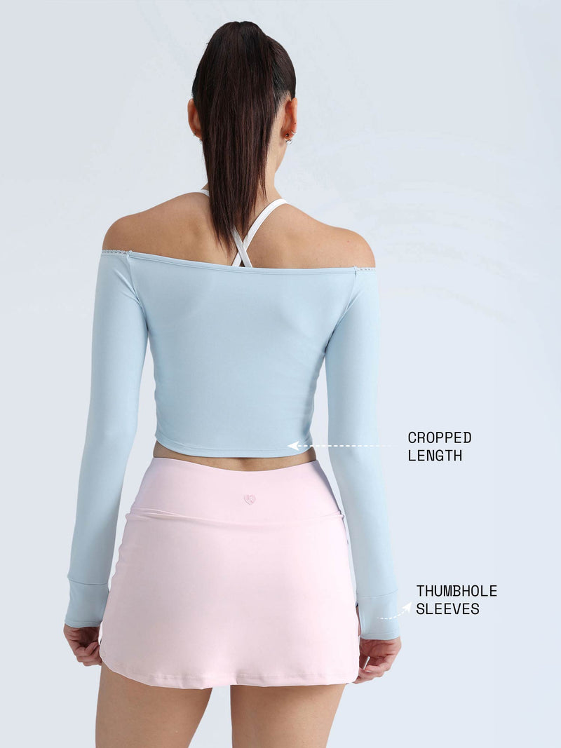 Blue  Lace Off-Shoulder Top