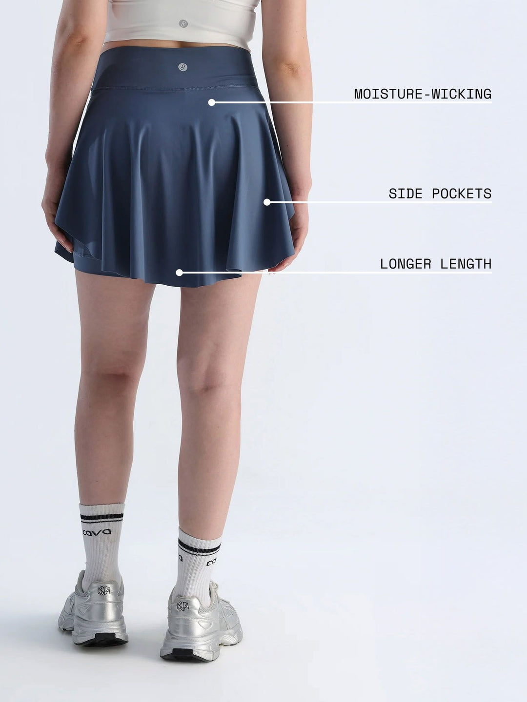 Steel Blue Swirl Tennis Skorts - Longer