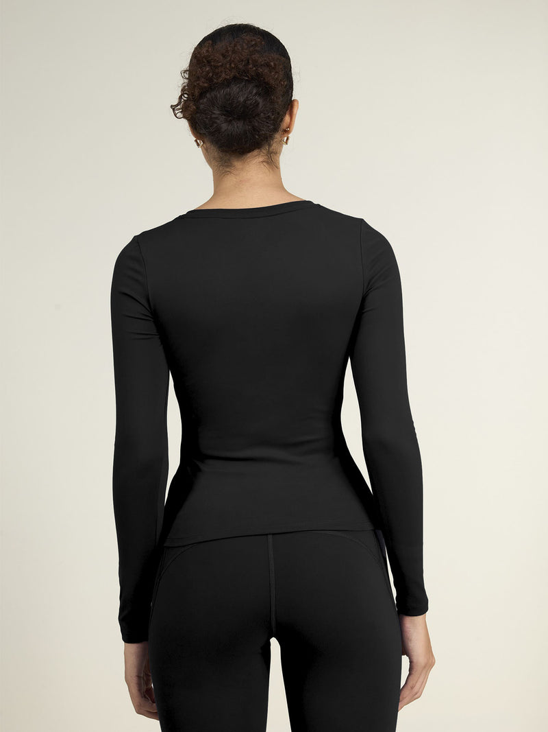 Black Sculpt V-Neck Top