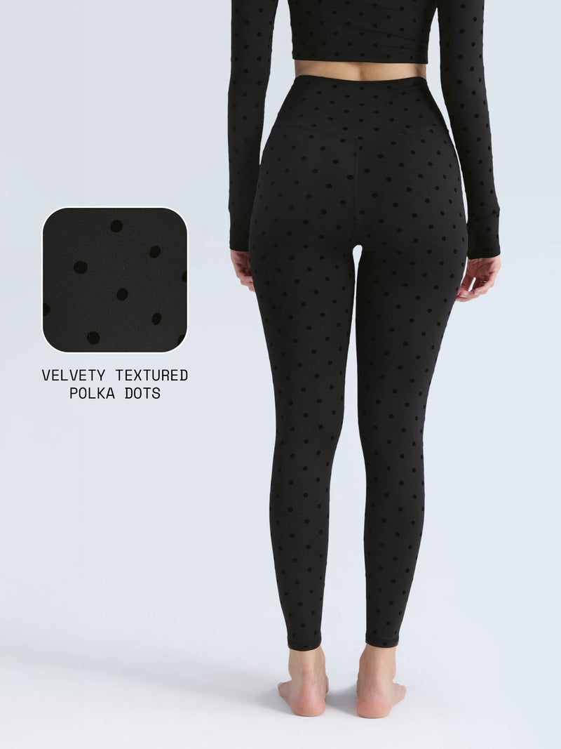 Black Polka Ruched Snug Leggings