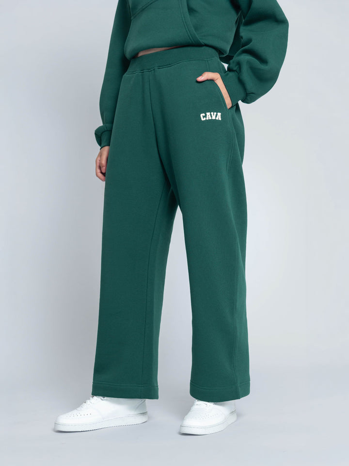Dark Green Fleece Barrel Joggers