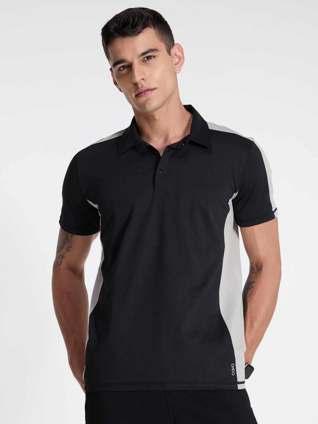 Black Contrast Bonded Polo