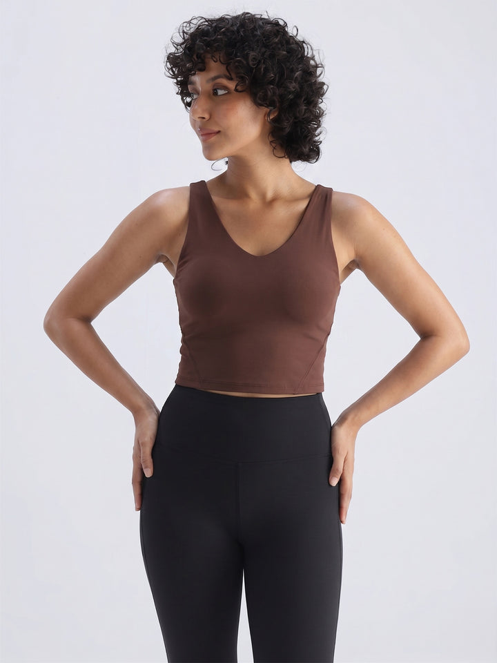 Brown Refine Crop Tank