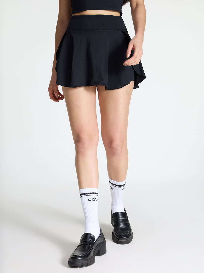 Black Cotton Twirl Skort