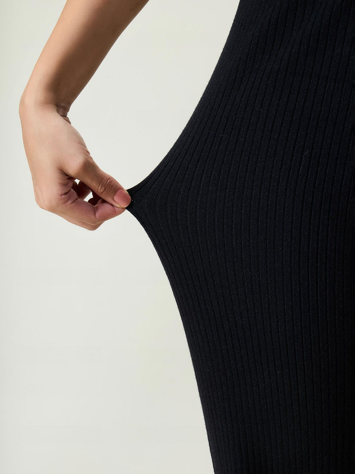 Black Rib-knit Trousers