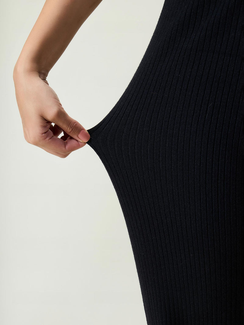 Black Rib-knit Trousers