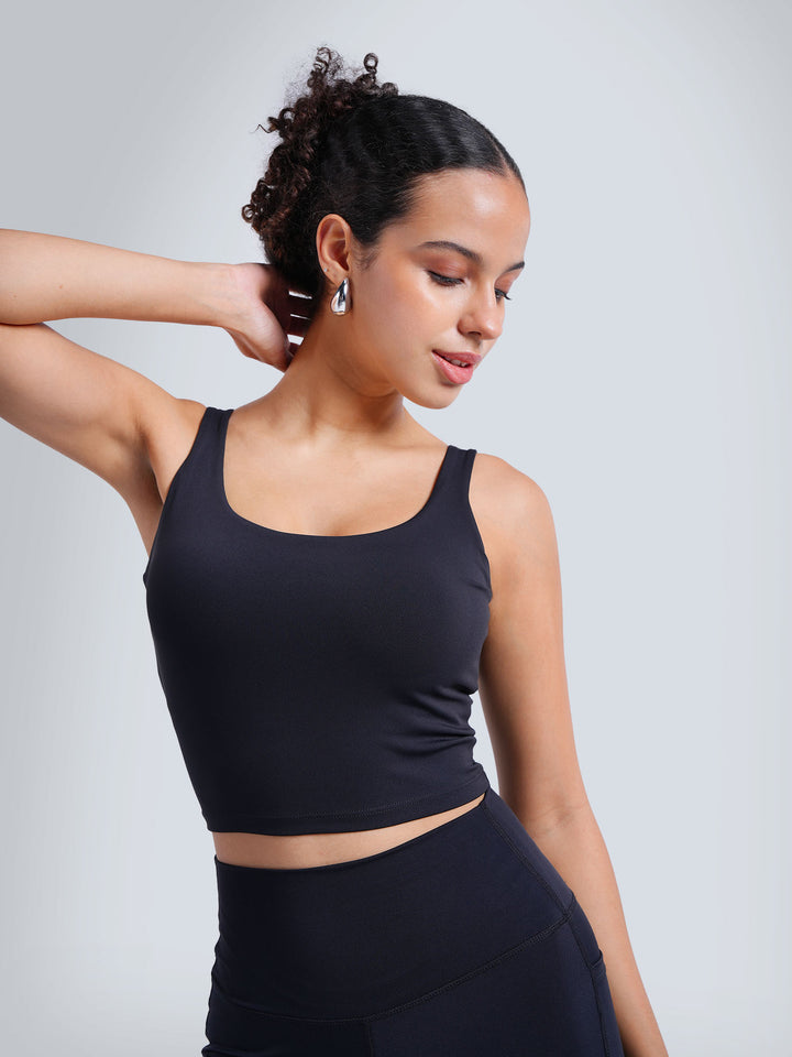 Black Aerial Crop Tank