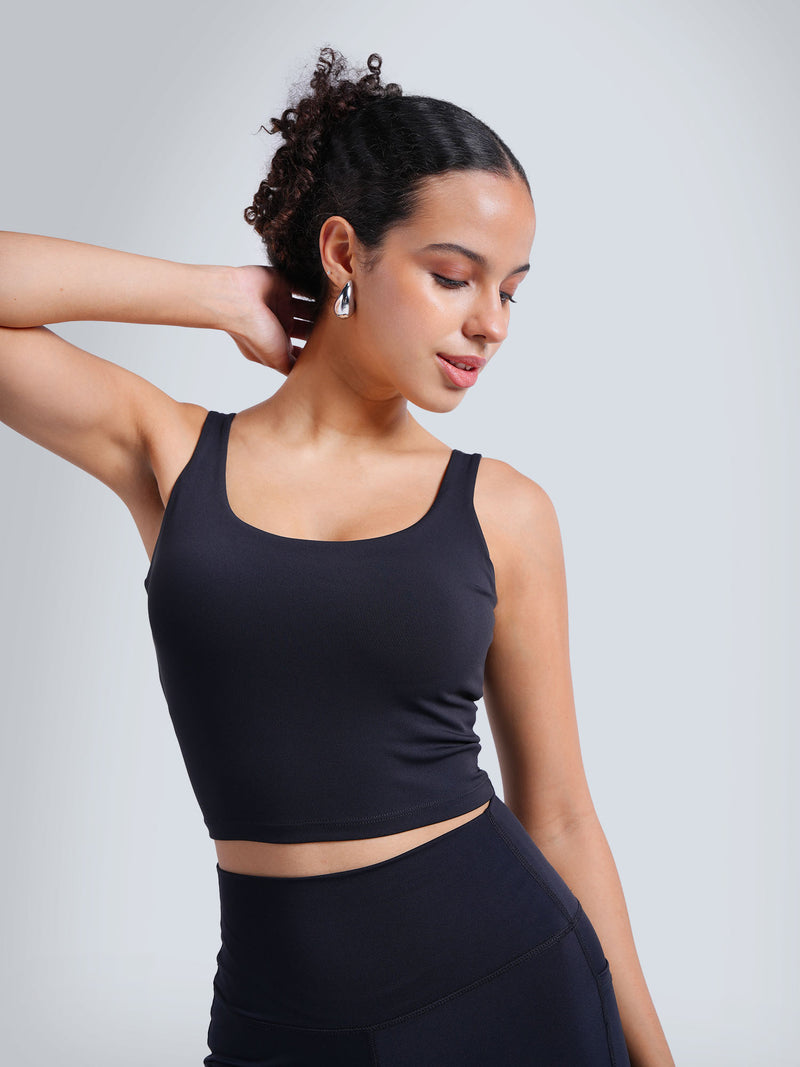 Black Aerial Crop Tank