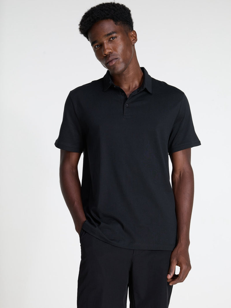 Black Supima Polo T-shirt - Regular Fit