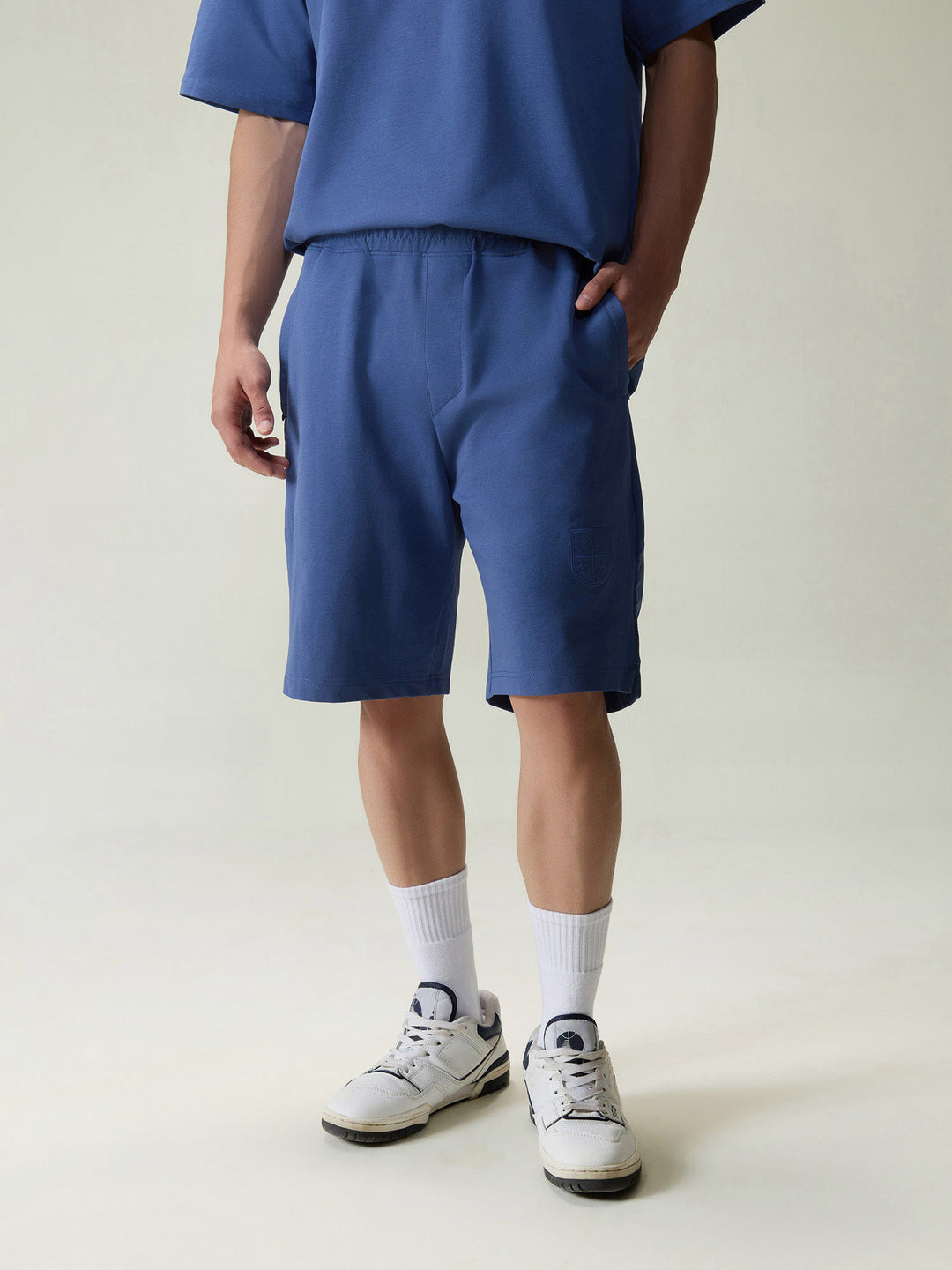 Blue Cotton Leisure Shorts