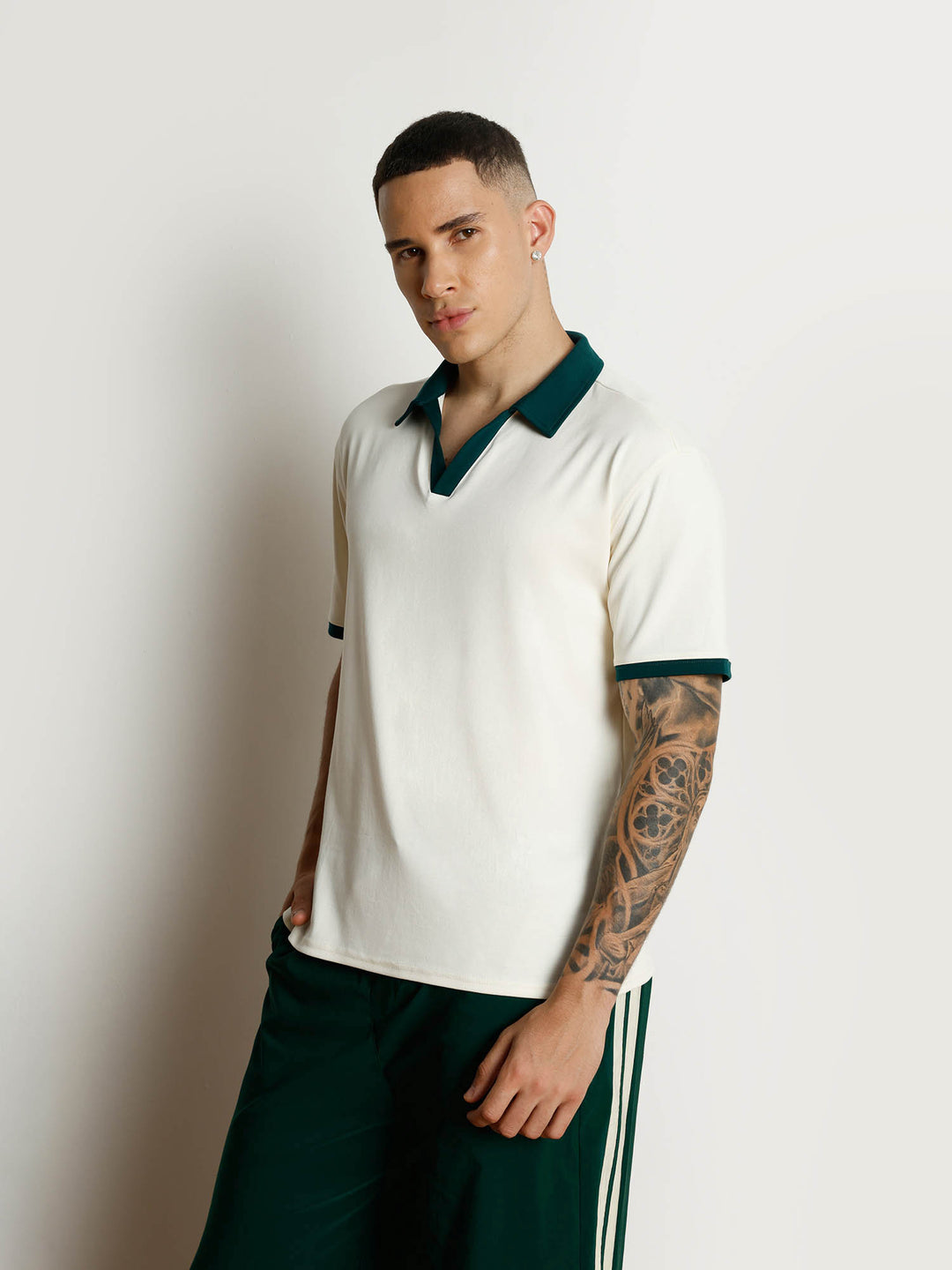 Ivory Contrast Collar Polo