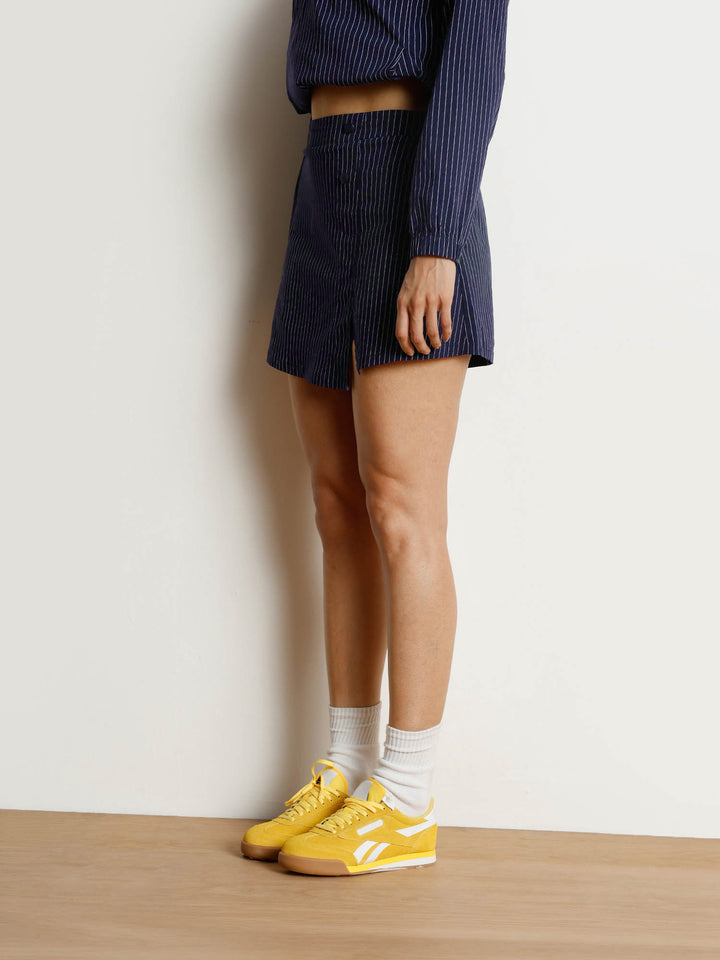 Navy Stripe Wrap Woven Skorts