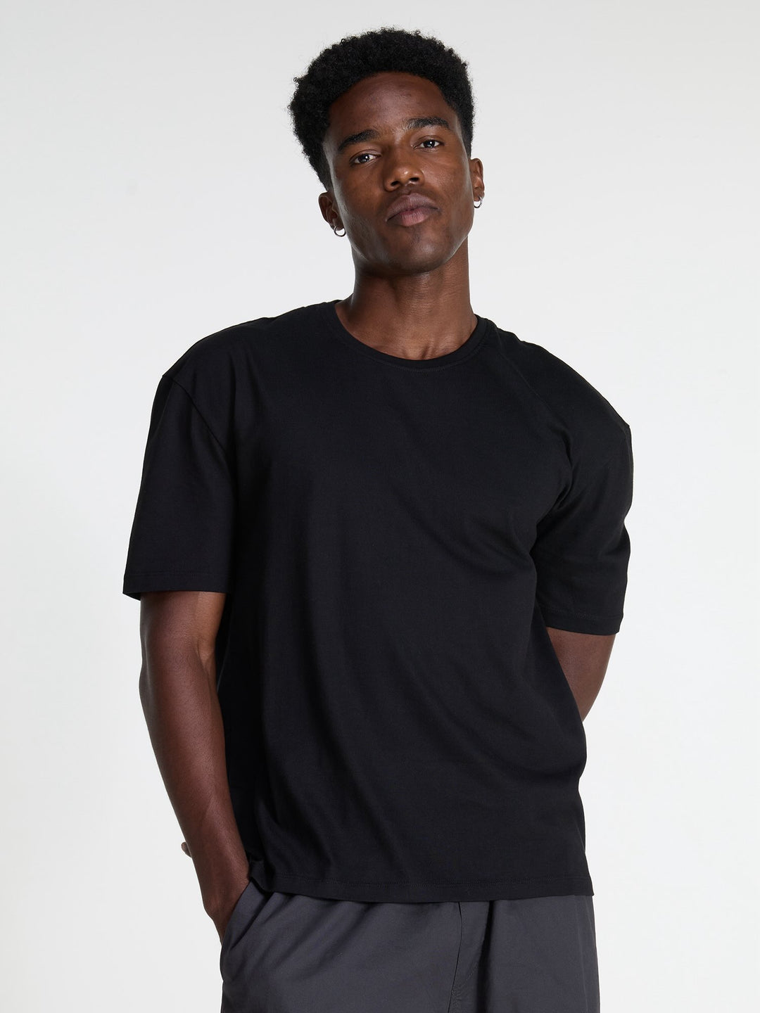 Black Supima Crew Neck T-shirt - Relaxed Fit