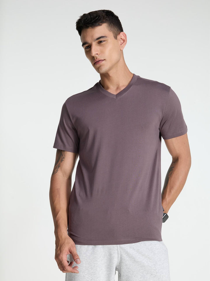 Dusky Purple Supima V Neck T-shirt - Regular Fit