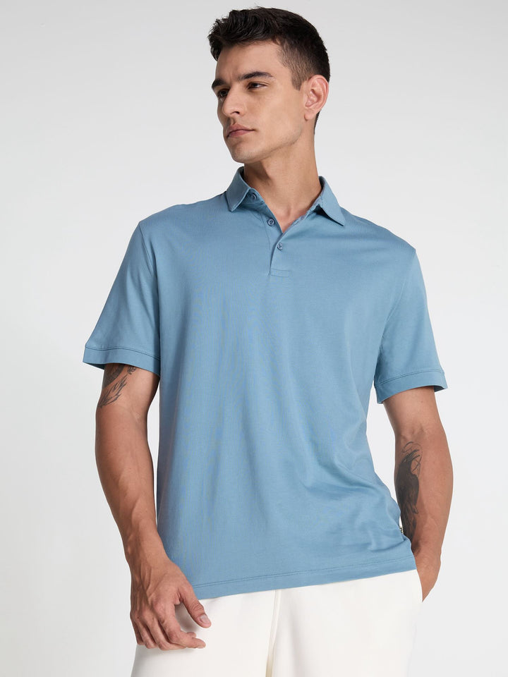 Blue Supima Polo T-Shirt - Regular Fit