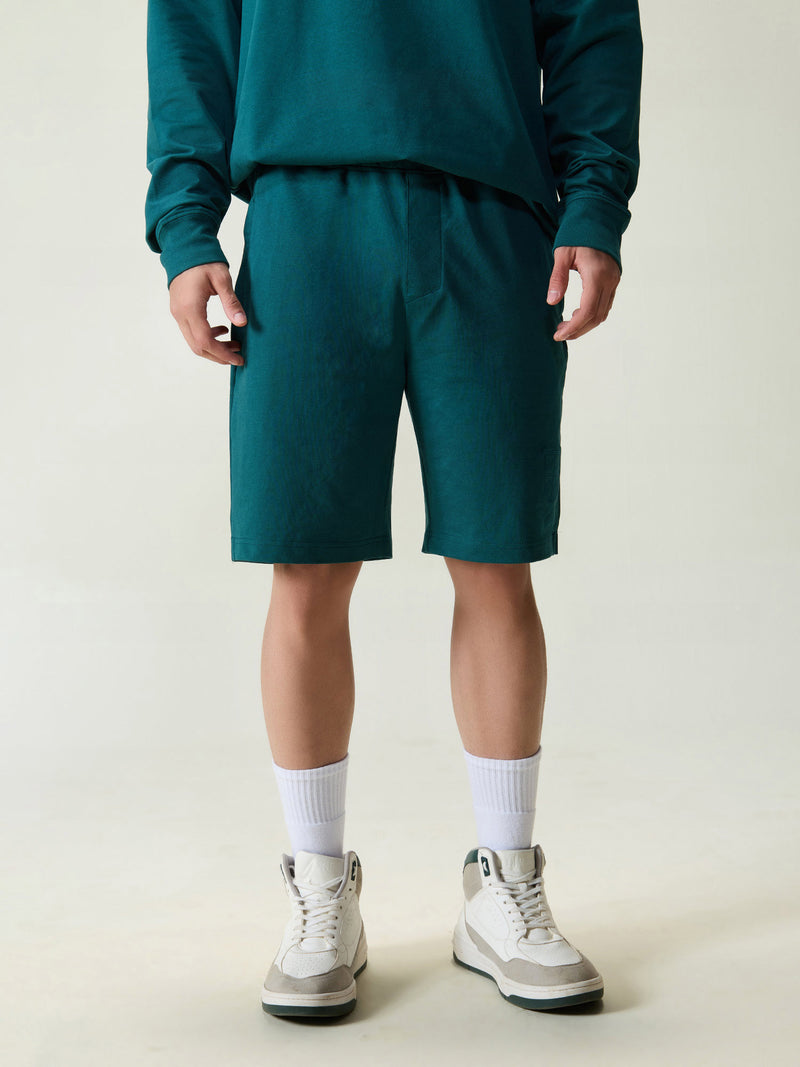 Green Cotton Leisure Shorts