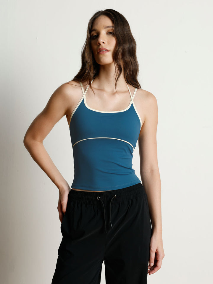 Blue Retro Halterneck Tank