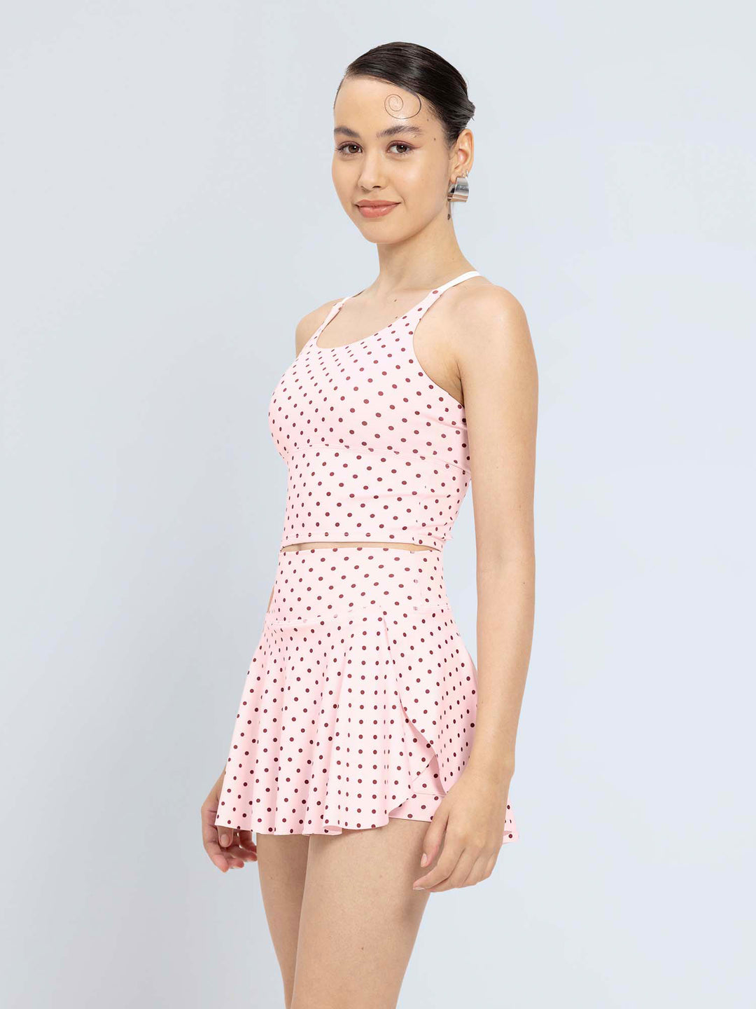 Blush Polka Cross Back Sports Bra