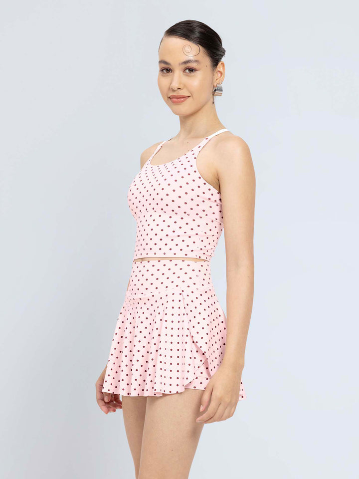 Blush Polka Cross Back Sports Bra
