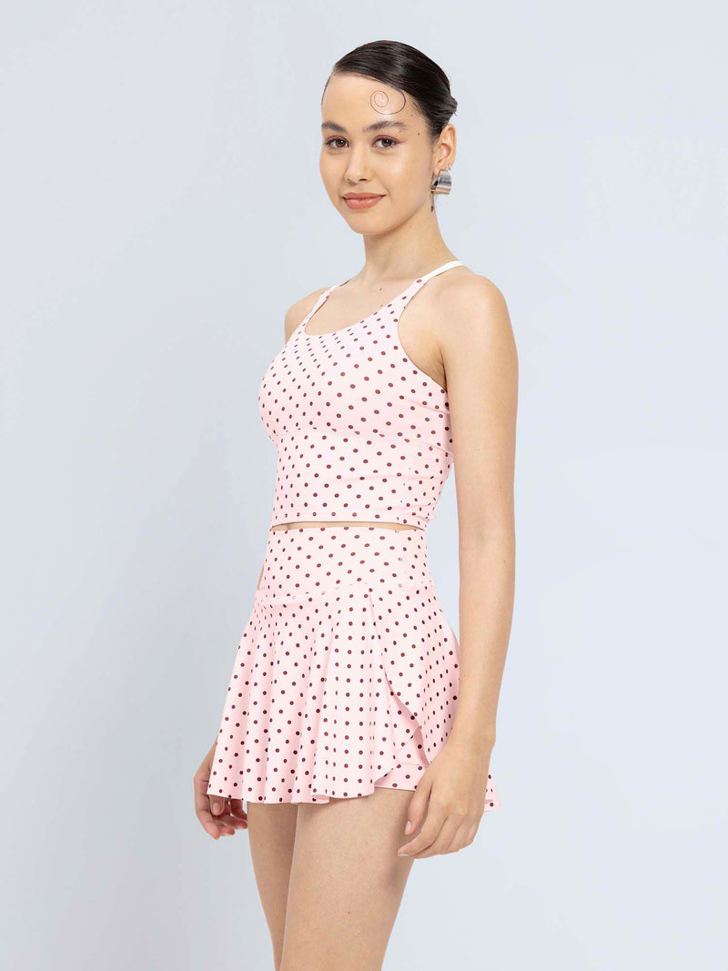 Blush Polka Cross Back Sports Bra