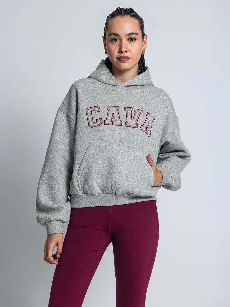Grey Melange Fleece Oversized Hoodie