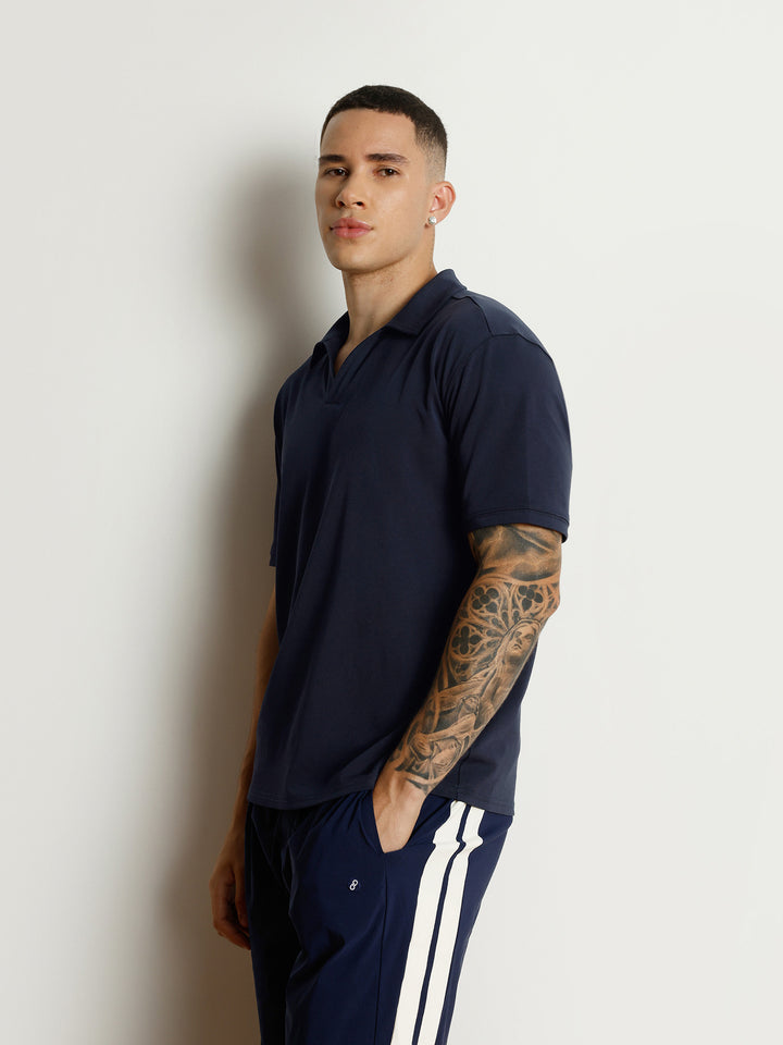 Navy Solid Collar Polo
