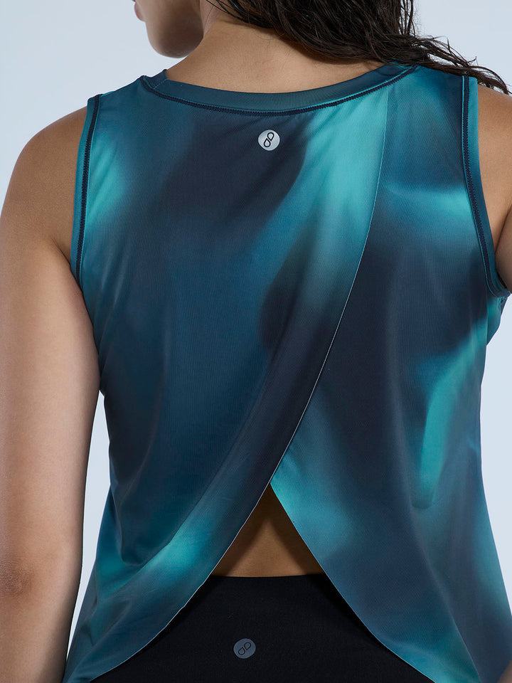 Teal Fluid Printed Overlap Tank