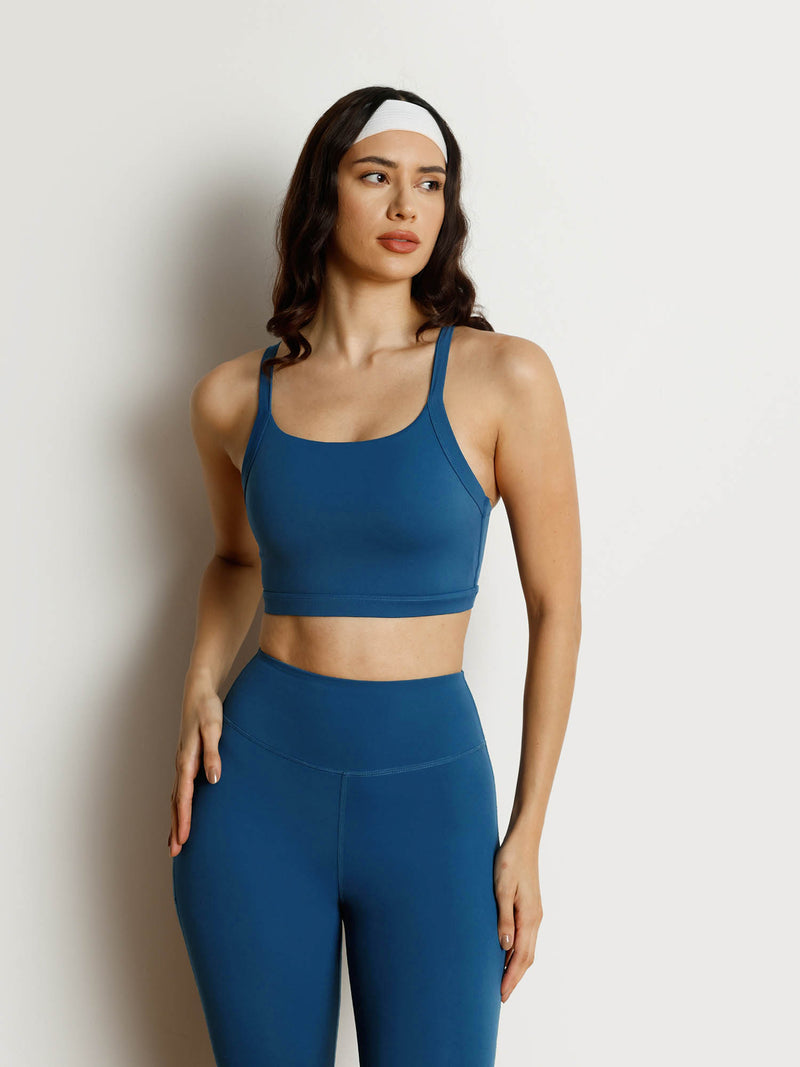 Blue Splitline Sports Bra