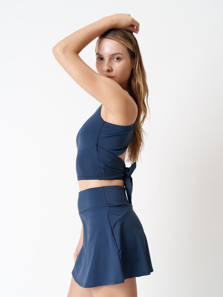 Navy Tieback Swim Top