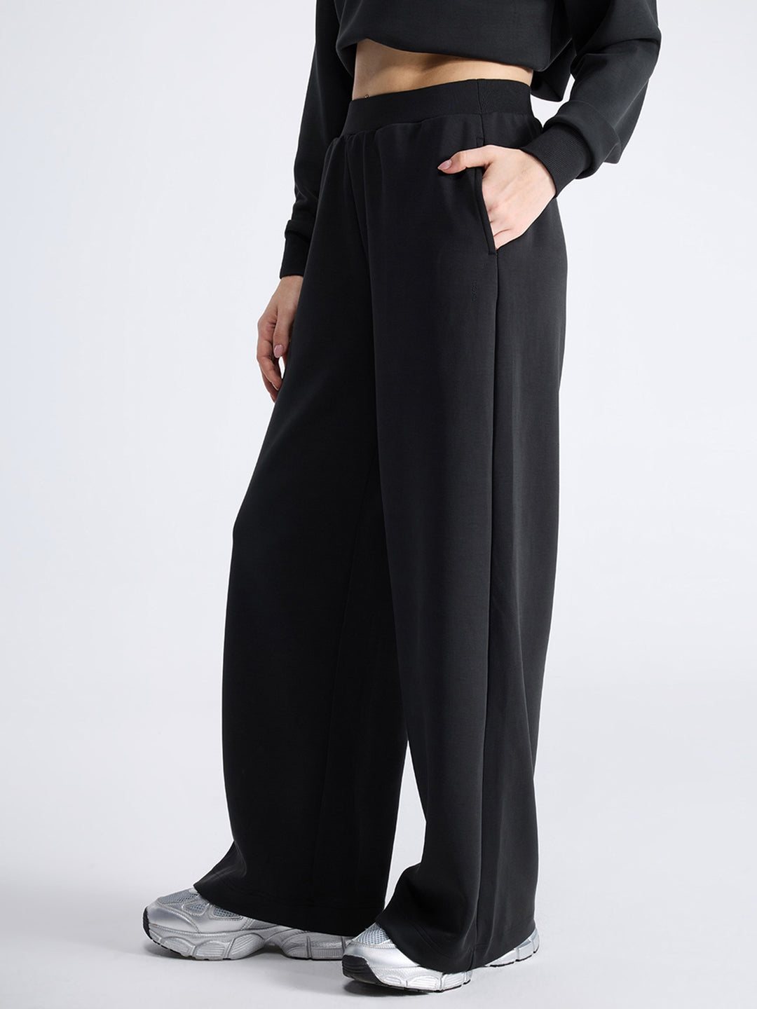 Black Mello Wide Leg Joggers - Women