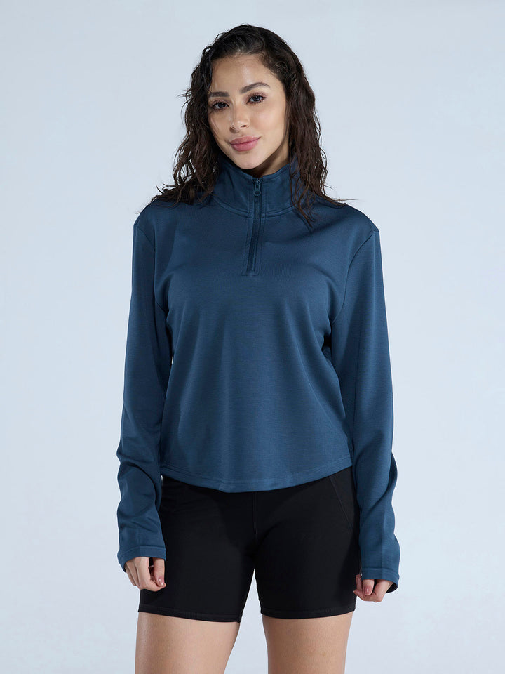 Petrol Blue Adaptive Quarter Zip