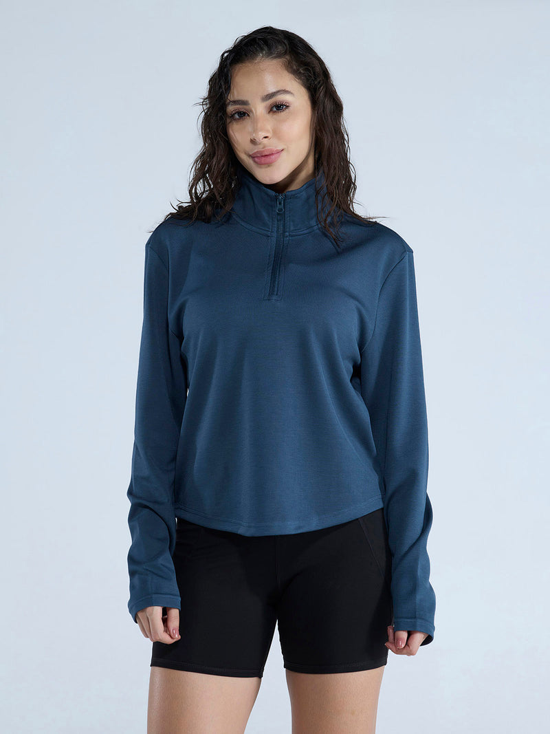 Petrol Blue Adaptive Quarter Zip