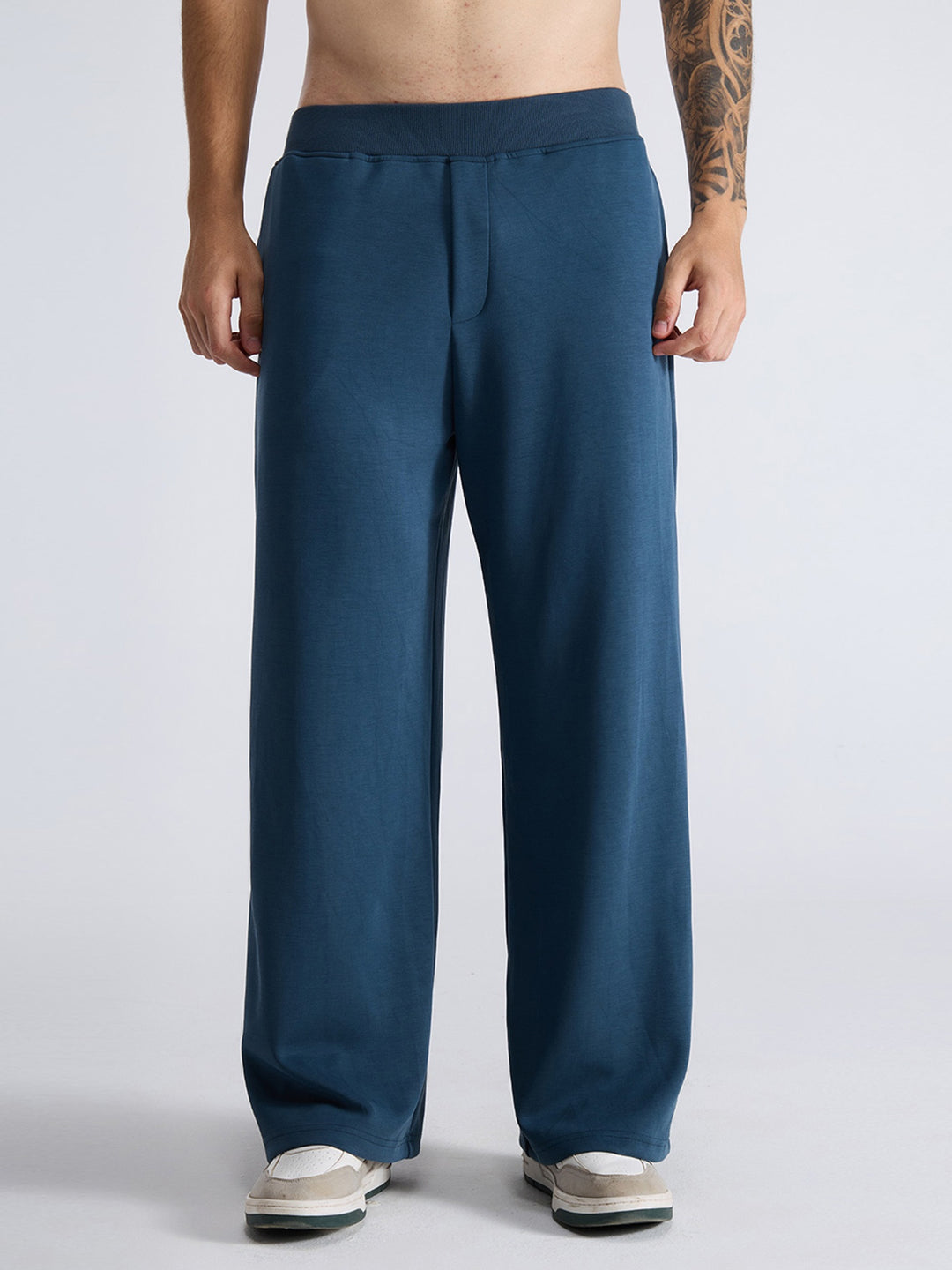 Petrol Blue Mello Wide Leg Joggers - Men