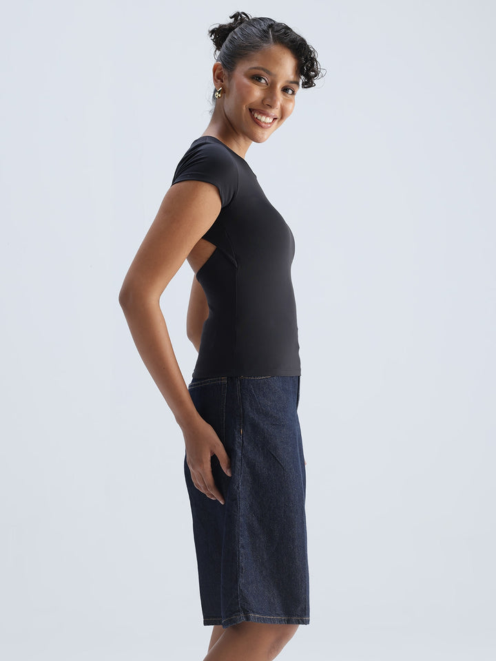 Black Sleek Backless Built-in Top