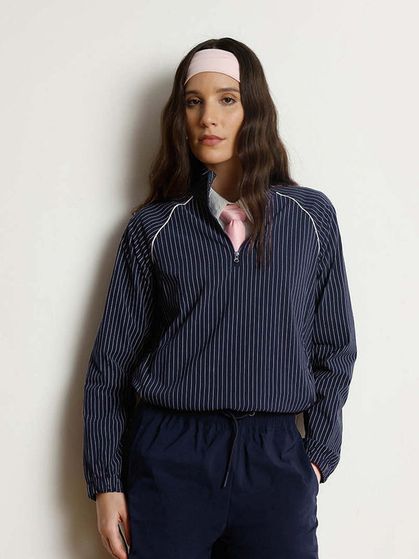 Navy Stripe Rally Quarter Zip Jacket