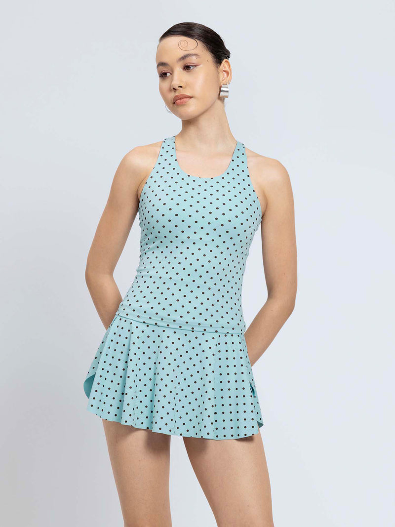Blue  Polka Racerback Tank