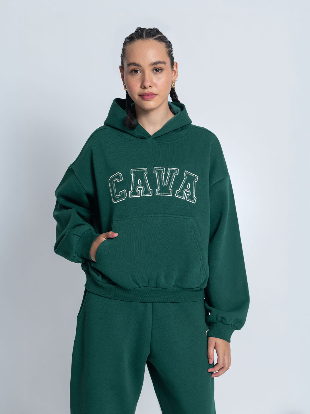 Dark Green Fleece Oversized Hoodie