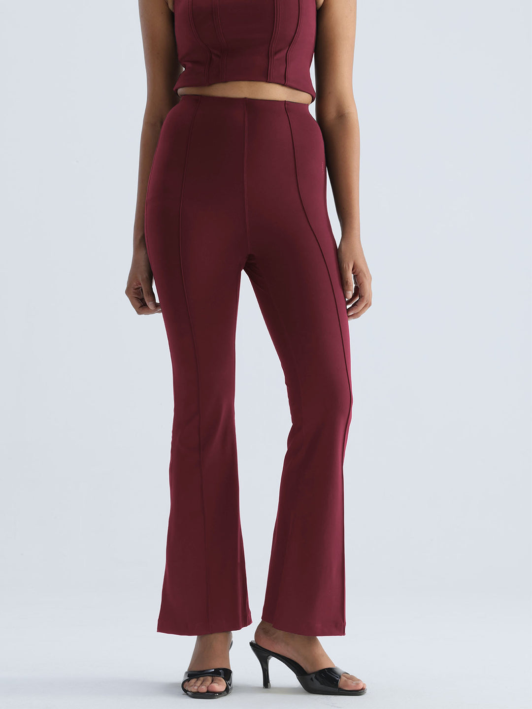 Cherry Pintuck Flared Pants