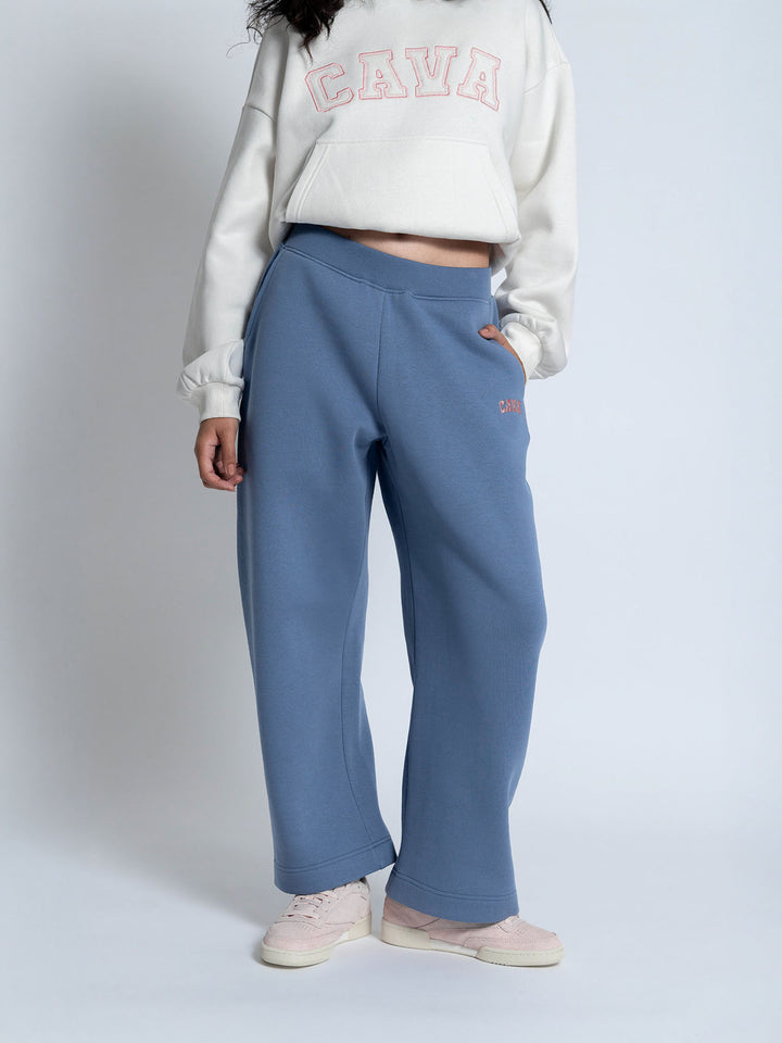 Blue Fleece Barrel Joggers